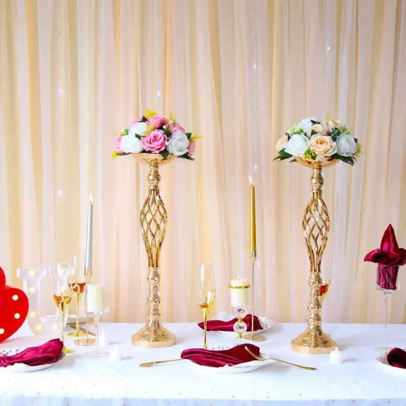 2 piece Metal Gold Candlestick Table Piece tag1