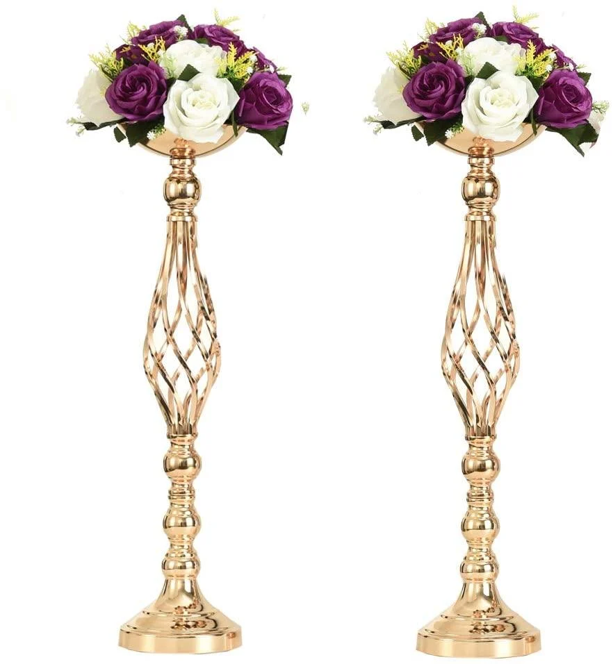 2-piece Metal Gold Candlestick Table Piece -  - #tag1#