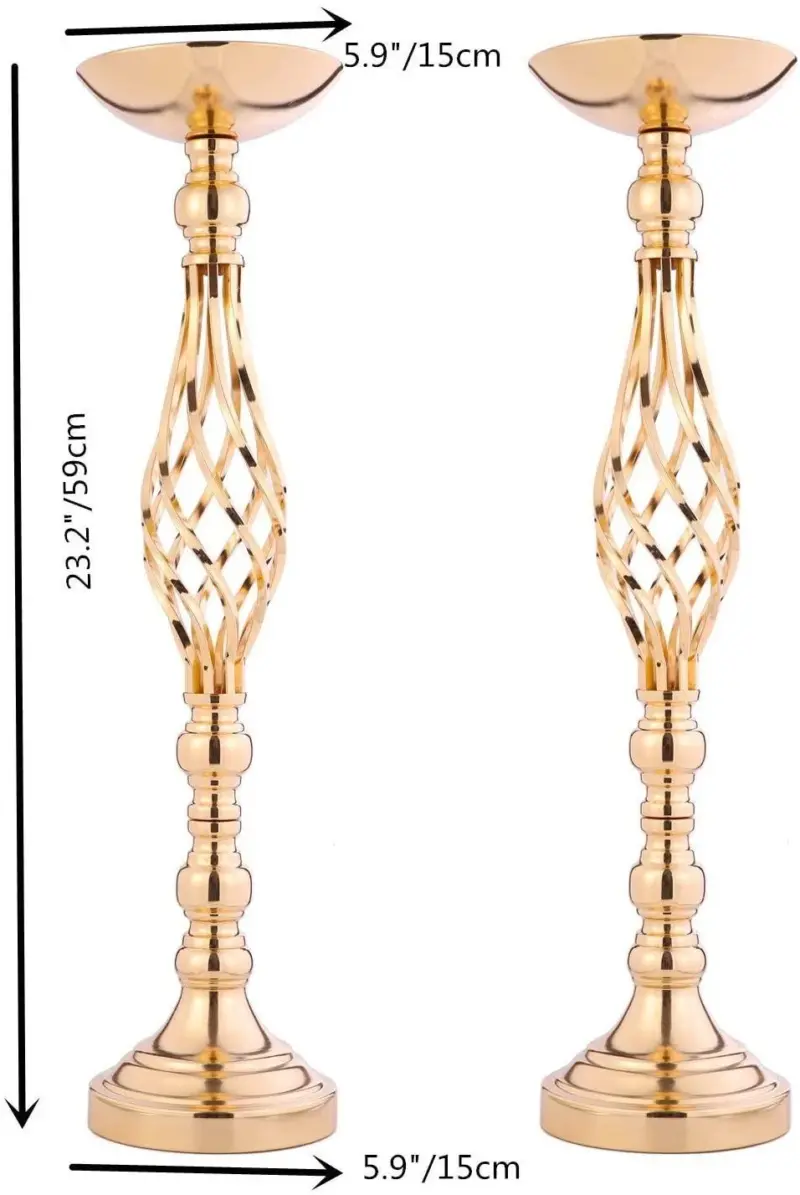 2 piece Metal Gold Candlestick Table Piece tag1