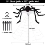200 Halloween Spider Web and 59 Giant Spider Decoration tag1