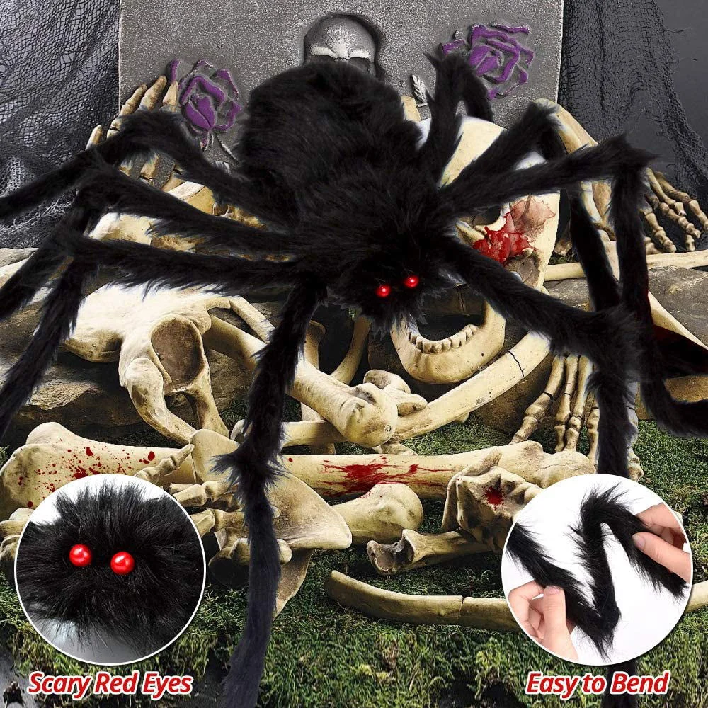200" Halloween Spider Web and 59" Giant Spider Decoration -  - #tag1#