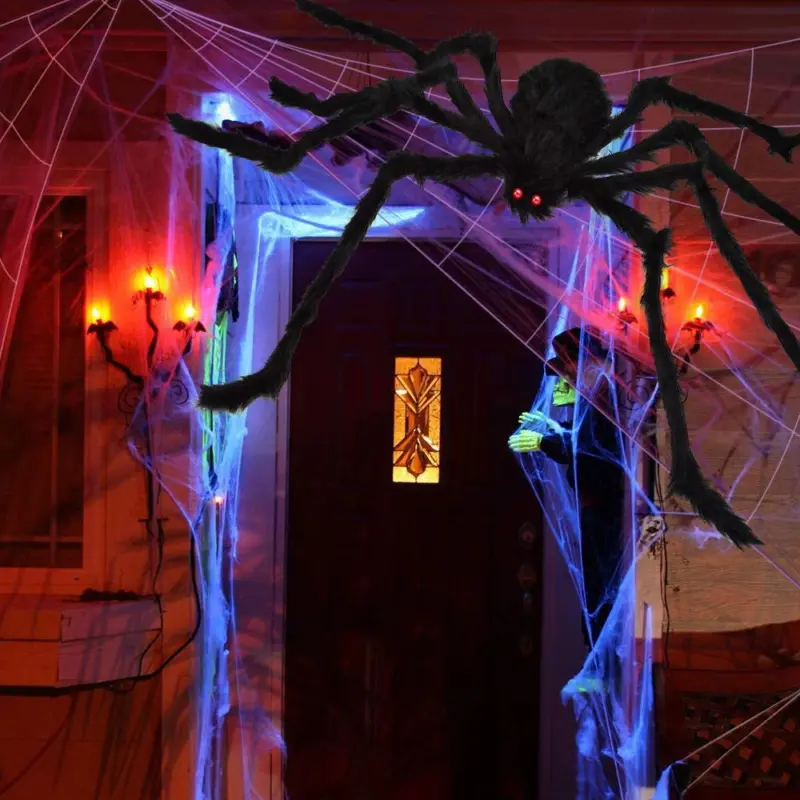 200 Halloween Spider Web and 59 Giant Spider Decoration tag1