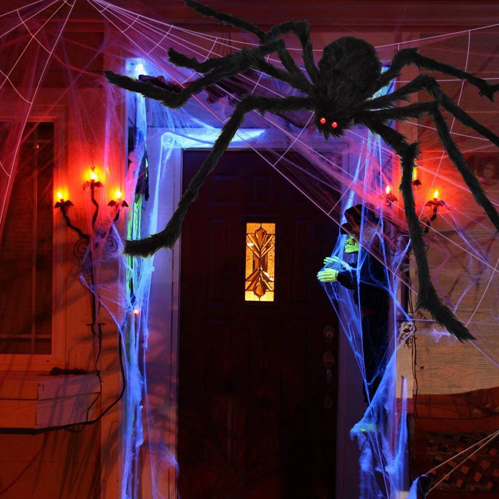 200" Halloween Spider Web and 59" Giant Spider Decoration -  - #tag1#