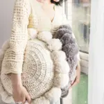 2023 New 50cm Round Solid Color Knitted Cushion Home Office Sofa Decorative Tassel Ball Edge Pillow
