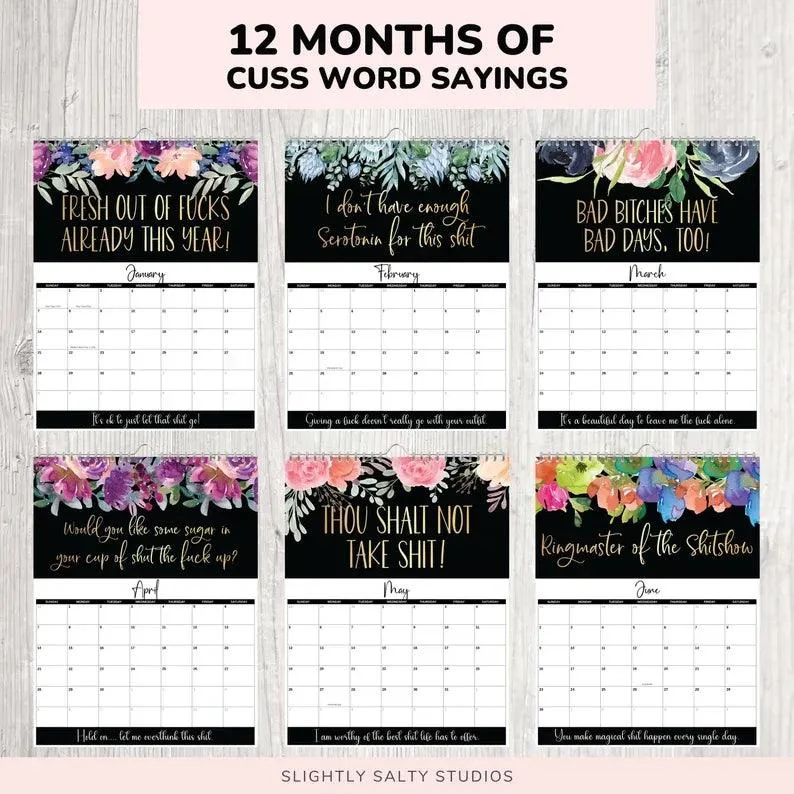 2024 Wall Calendar for Tired-Ass Women, Fu-k It Sweary Calendar Planner -  - #tag1#