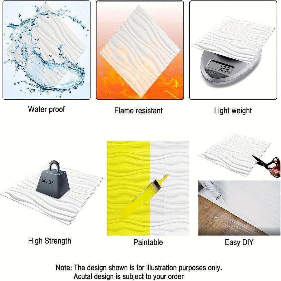 20pcs 3D Three-Dimensional Wall Panels, Waterproof Moisture-Proof Wall Panels, Easy To Clean And Free Cutting -  - #tag1#
