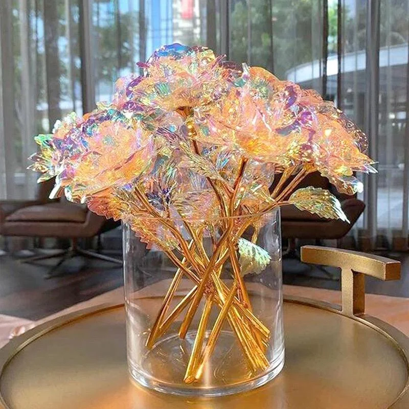 20pcs, Rose Golden Crystal Artificial Rose Flower, Best Gift -  - #tag1#