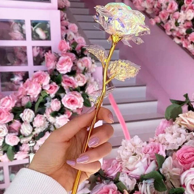 20pcs, Rose Golden Crystal Artificial Rose Flower, Best Gift -  - #tag1#