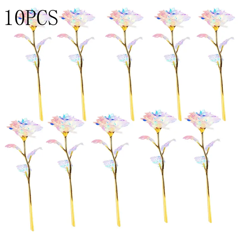 20pcs Rose Golden Crystal Artificial Rose Flower Best Gift tag1