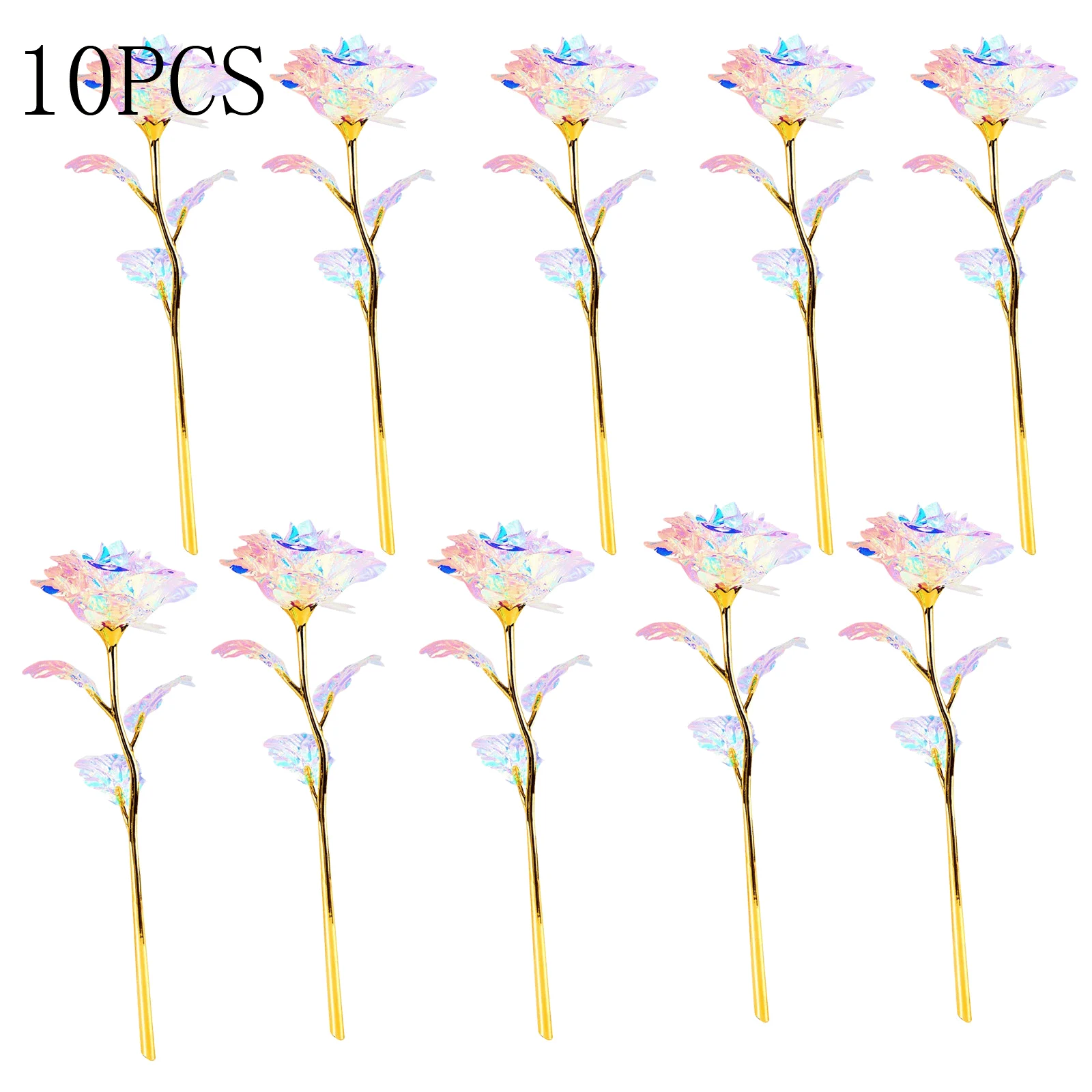 20pcs, Rose Golden Crystal Artificial Rose Flower, Best Gift -  - #tag1#