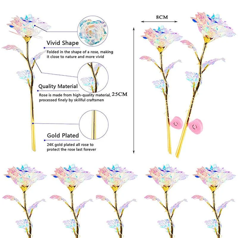 20pcs, Rose Golden Crystal Artificial Rose Flower, Best Gift -  - #tag1#