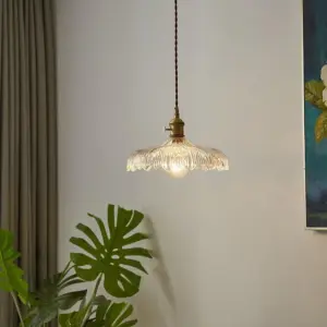 Nova Industrial Pendant Lamp with Wavy Edge Clear Glass