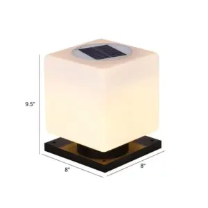 NordicGlow – White Solar Lantern Post with Cubic Acrylic for Patio