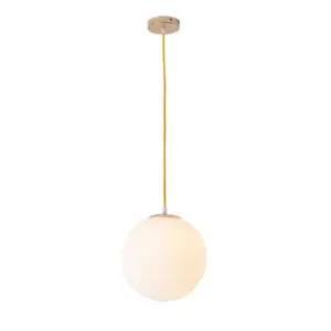 Globe Milk Glass Pendant Lamp Minimalist 1-Light Gold Pendant for Dining Room