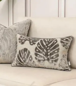 Velvet Floral Garden Cushion Cover Velvet Embroidery Grey