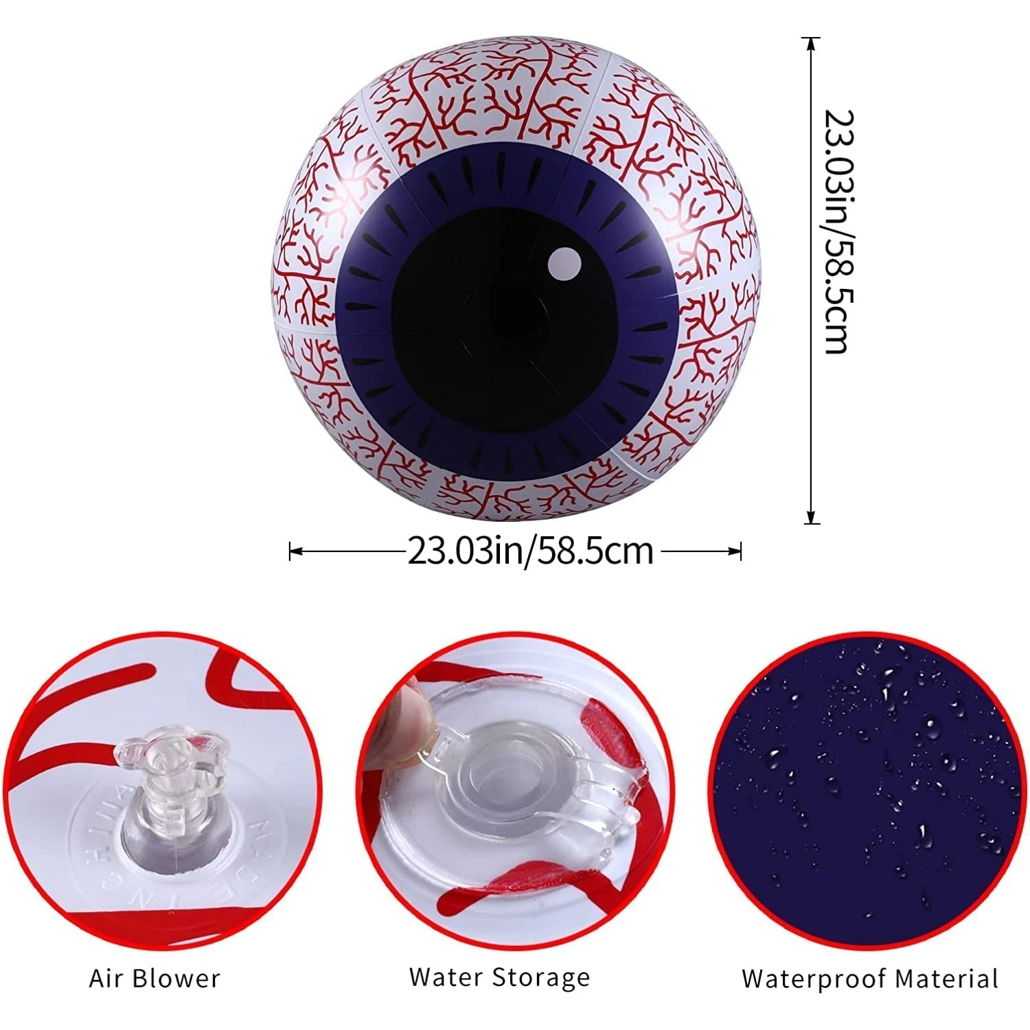 24-Inch Halloween Inflatable Ghost Eyeball Decor -  - #tag1#