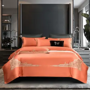Homeko Vivid Tangerine Luxury Egyptian Cotton Bedding Set