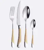24 Pc Premium Cutlery Set Stainless Steel Mirror Polished Silver Gold tag1