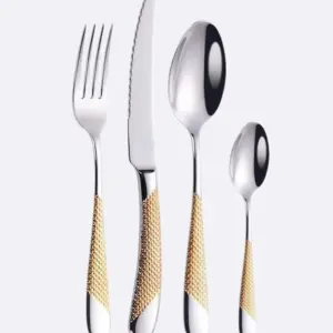 24 Pc Premium Cutlery Set Stainless Steel Mirror-Polished Silver Gold -  - #tag1#