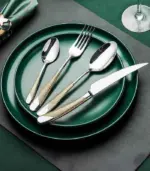 24 Pc Premium Cutlery Set Stainless Steel Mirror Polished Silver Gold tag1