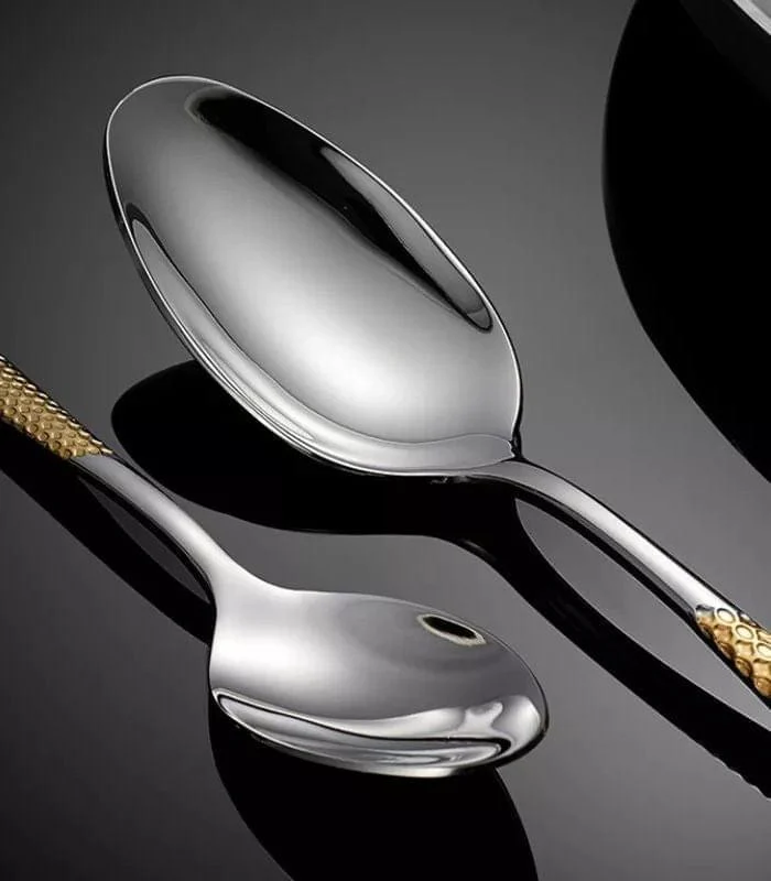 24 Pc Premium Cutlery Set Stainless Steel Mirror-Polished Silver Gold -  - #tag1#
