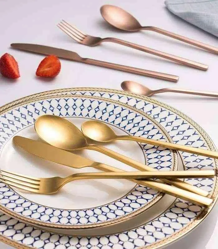 24 Pcs Cutlery Set Boston Contemporary 18/10 Stainless Steel Set for 6 Matt -  - #tag1#