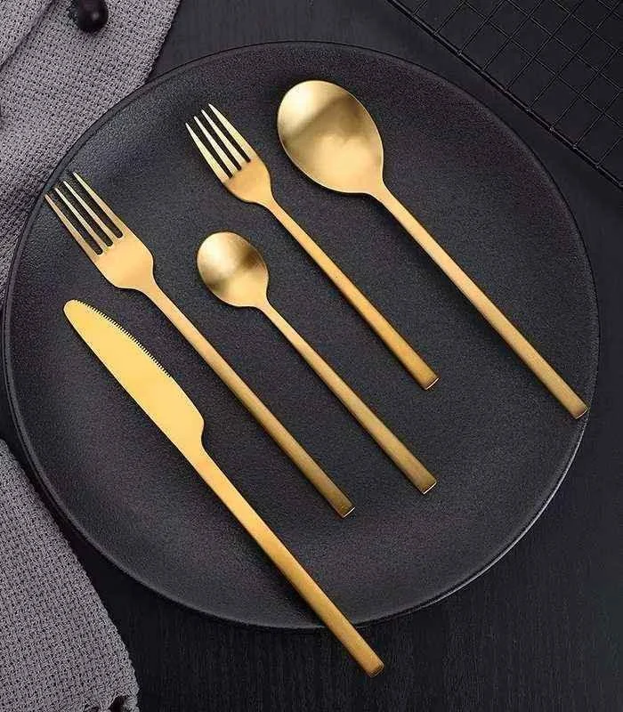 24 Pcs Cutlery Set Boston Contemporary 18/10 Stainless Steel Set for 6 Matt -  - #tag1#