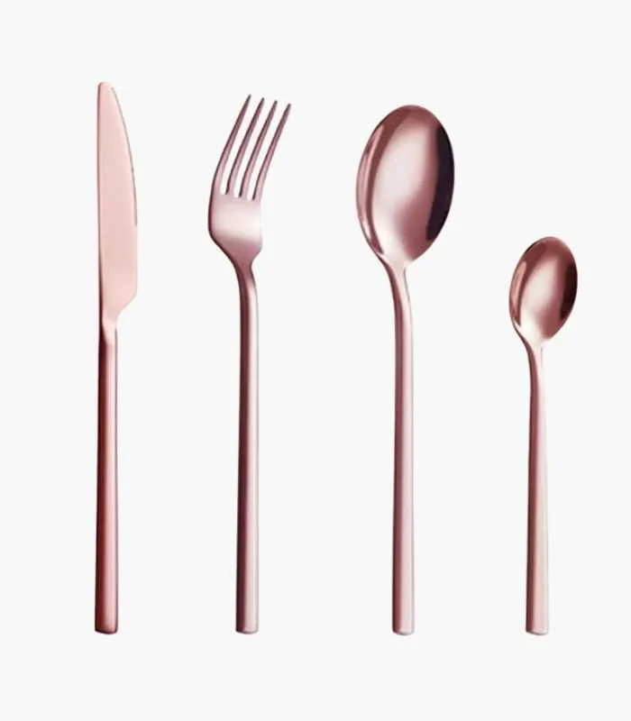 24 Pcs Cutlery Set Boston Contemporary 18/10 Stainless Steel Set for 6 Rose Gold -  - #tag1#