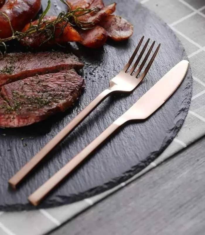 24 Pcs Cutlery Set Boston Contemporary 18/10 Stainless Steel Set for 6 Rose Gold -  - #tag1#
