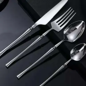 24 Pcs Cutlery Set Classic Stainless Steel Art Deco Silver -  - #tag1#