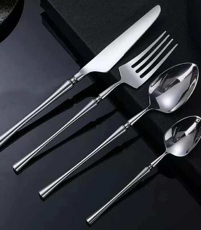 24 Pcs Cutlery Set Classic Stainless Steel Art Deco Silver -  - #tag1#