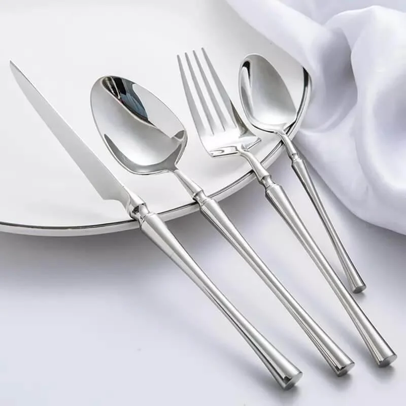24 Pcs Cutlery Set Classic Stainless Steel Art Deco Silver -  - #tag1#
