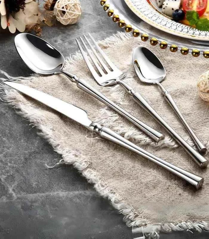 24 Pcs Cutlery Set Classic Stainless Steel Art Deco Silver -  - #tag1#