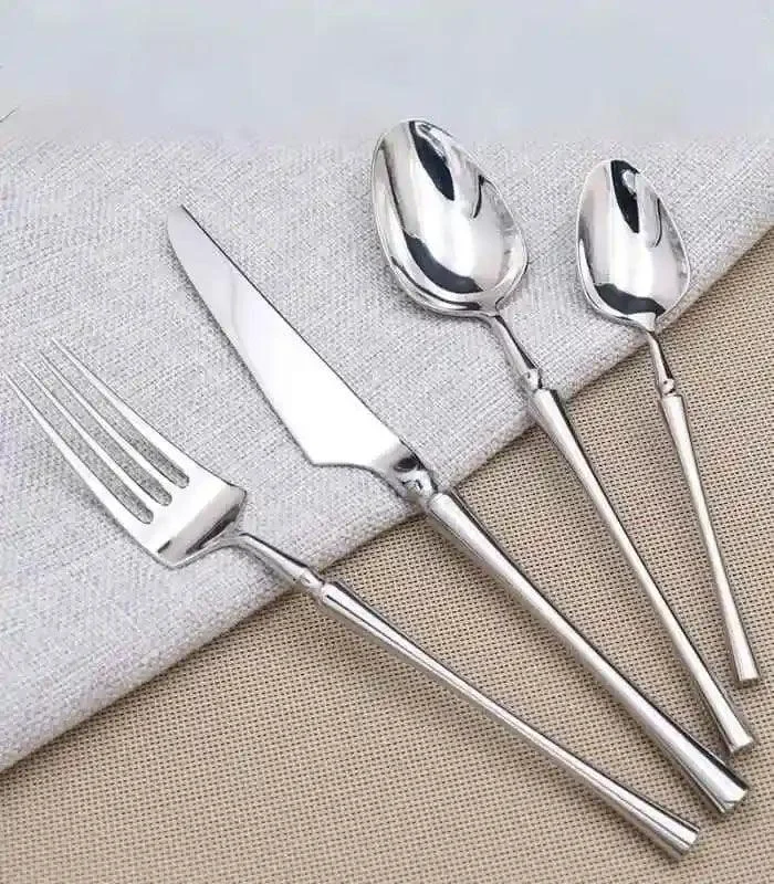 24 Pcs Cutlery Set Classic Stainless Steel Art Deco Silver -  - #tag1#
