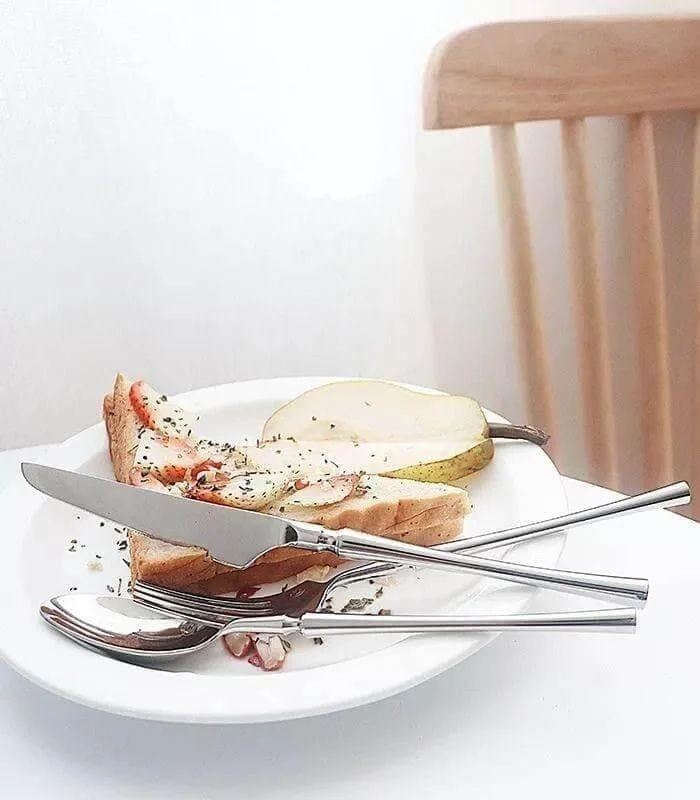 24 Pcs Cutlery Set Classic Stainless Steel Art Deco Silver -  - #tag1#