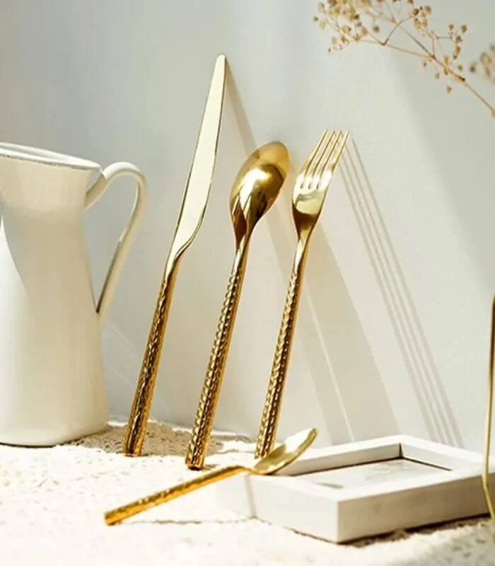 24 Pcs Cutlery Set Meadow Stainless Steel For 6 Gold -  - #tag1#
