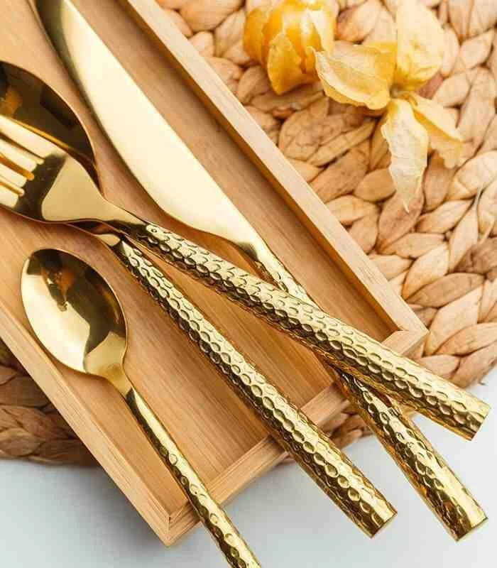 24 Pcs Cutlery Set Meadow Stainless Steel For 6 Gold -  - #tag1#