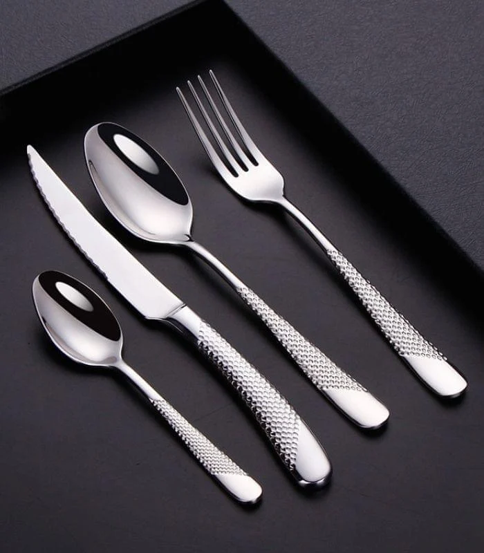 24 Pcs Cutlery Set Premium Stainless Steel Mirror-Polished Silver -  - #tag1#