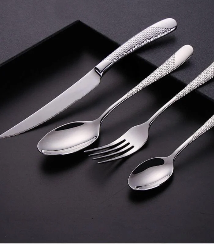 24 Pcs Cutlery Set Premium Stainless Steel Mirror-Polished Silver -  - #tag1#