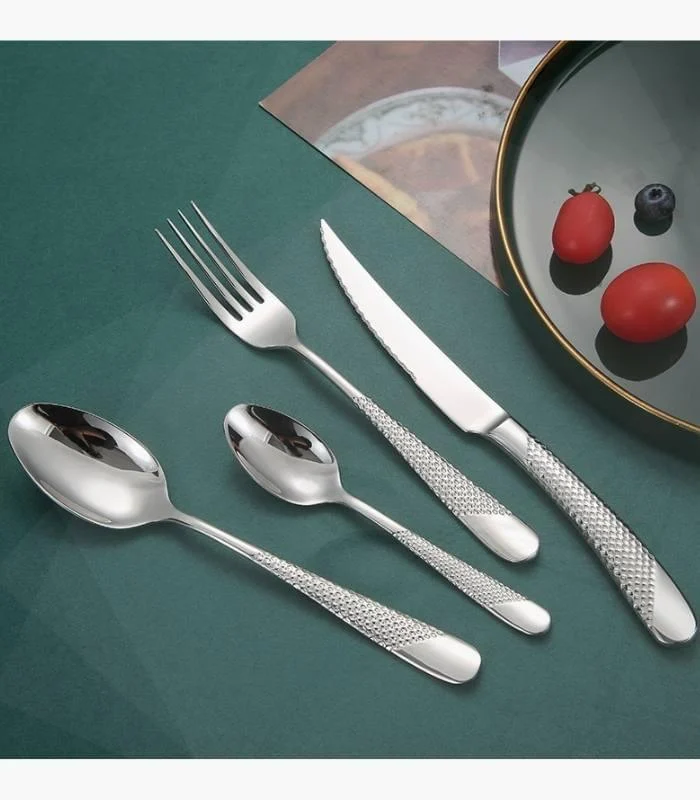 24 Pcs Cutlery Set Premium Stainless Steel Mirror-Polished Silver -  - #tag1#