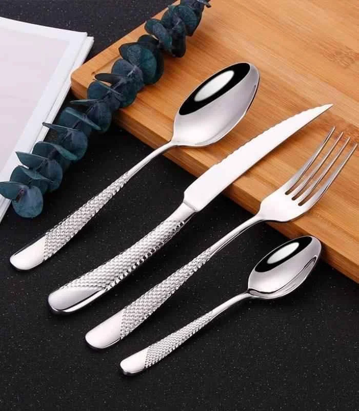 24 Pcs Cutlery Set Premium Stainless Steel Mirror-Polished Silver -  - #tag1#