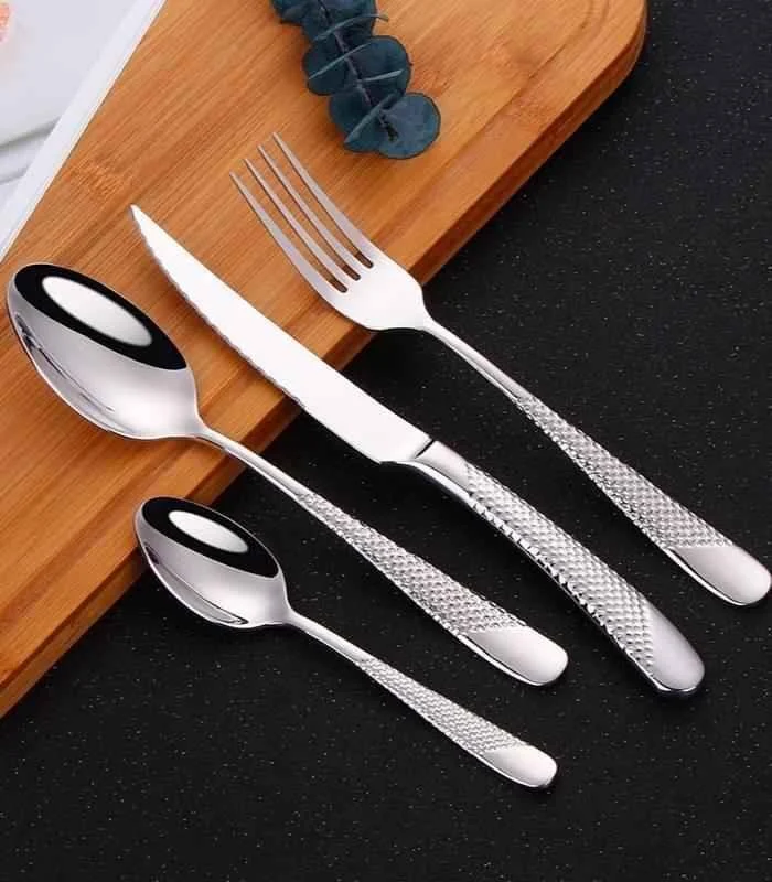 24 Pcs Cutlery Set Premium Stainless Steel Mirror-Polished Silver -  - #tag1#