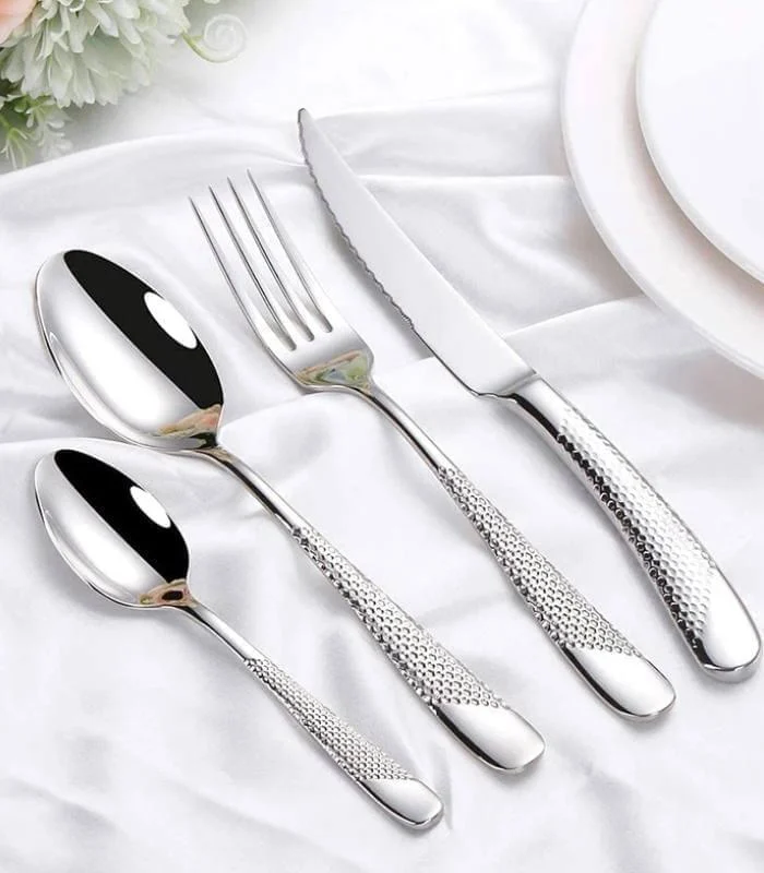 24 Pcs Cutlery Set Premium Stainless Steel Mirror-Polished Silver -  - #tag1#