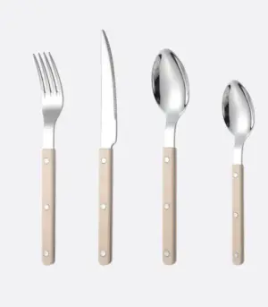 24 Pcs Ivory European-Inspired Cutlery Set 18/10 Stainless Steel Set for 6 People
