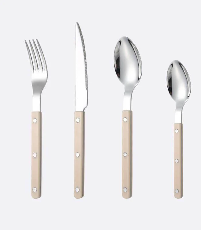 24 Pcs Ivory European-Inspired Cutlery Set 18/10 Stainless Steel Set for 6 People -  - #tag1#
