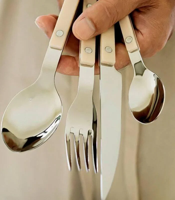 24 Pcs Ivory European-Inspired Cutlery Set 18/10 Stainless Steel Set for 6 People -  - #tag1#