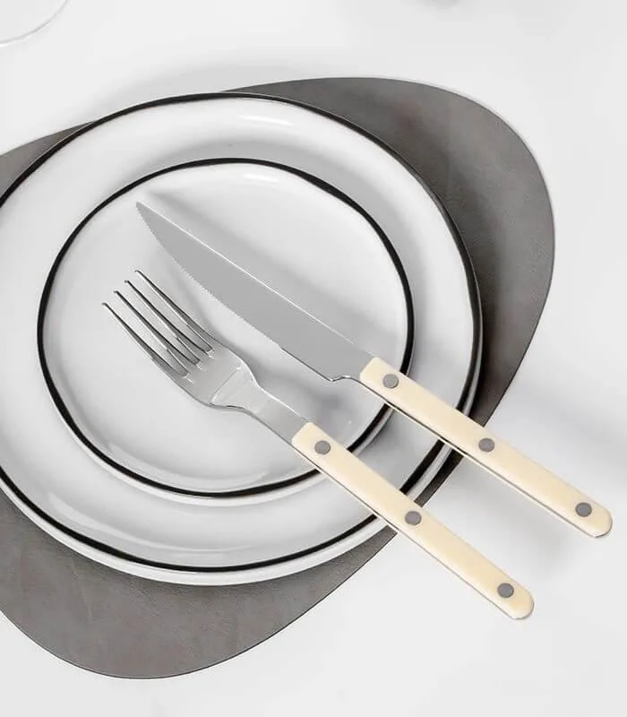 24 Pcs Ivory European-Inspired Cutlery Set 18/10 Stainless Steel Set for 6 People -  - #tag1#