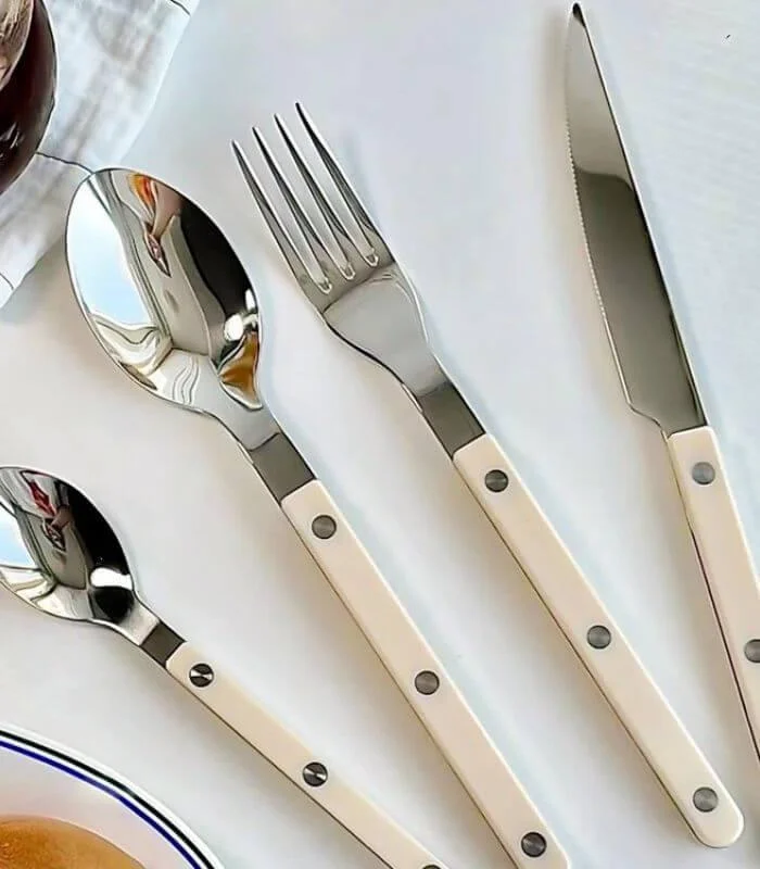 24 Pcs Ivory European-Inspired Cutlery Set 18/10 Stainless Steel Set for 6 People -  - #tag1#