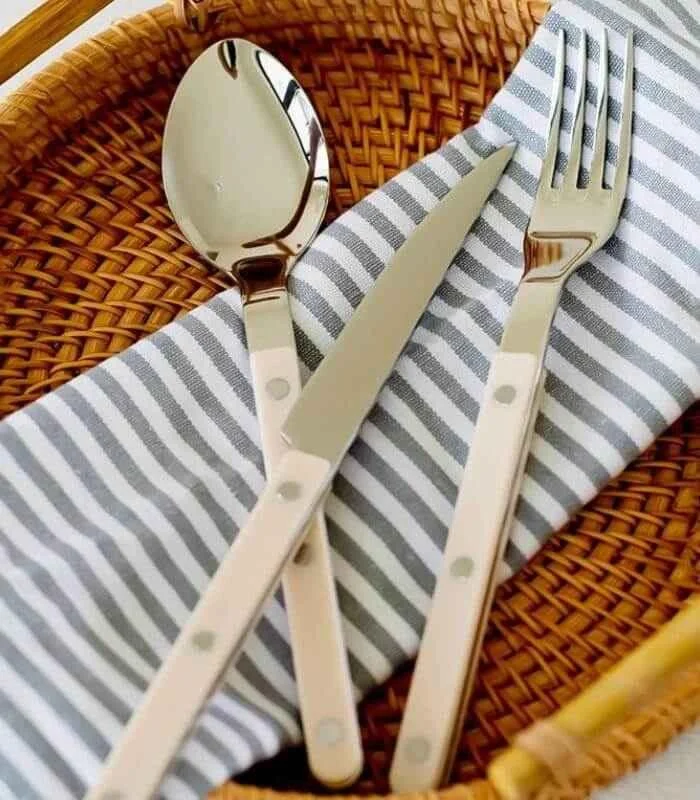 24 Pcs Ivory European-Inspired Cutlery Set 18/10 Stainless Steel Set for 6 People -  - #tag1#