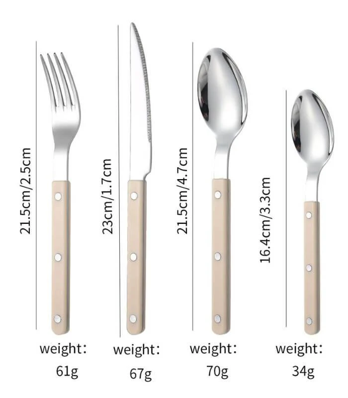 24 Pcs Ivory European-Inspired Cutlery Set 18/10 Stainless Steel Set for 6 People -  - #tag1#